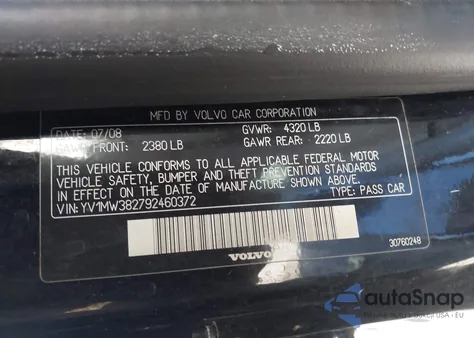 2009 Volvo V50 2.4I z USA, uszkodzony, nr VIN YV1MW382792460372